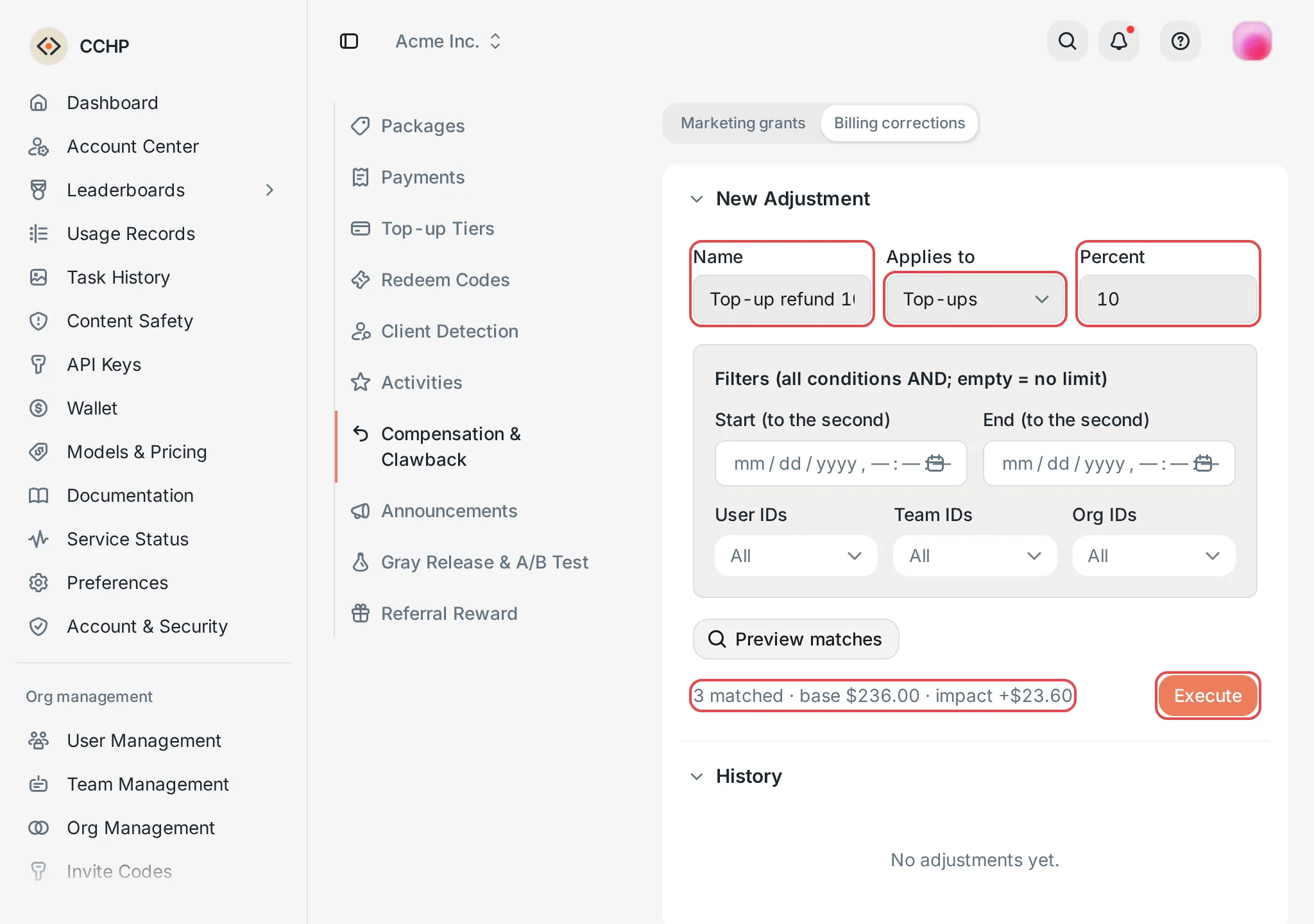 Billing corrections: a new adjustment and the preview result