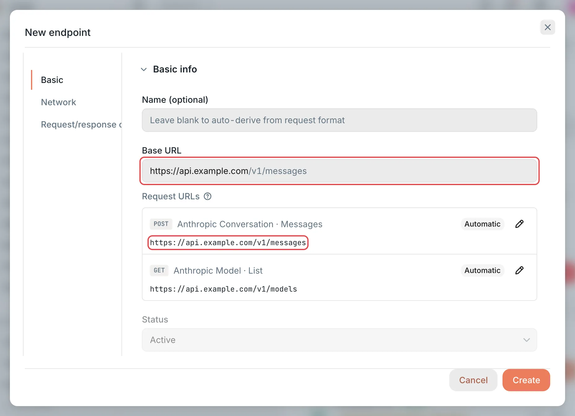 New endpoint: Base URL and request URLs
