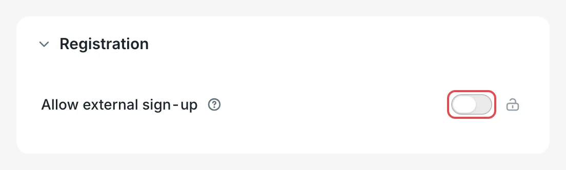 Sign-in Methods: the Allow external sign-up toggle