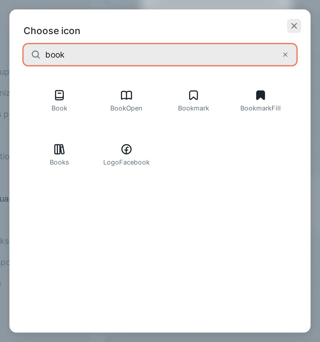 Choose icon: search by name